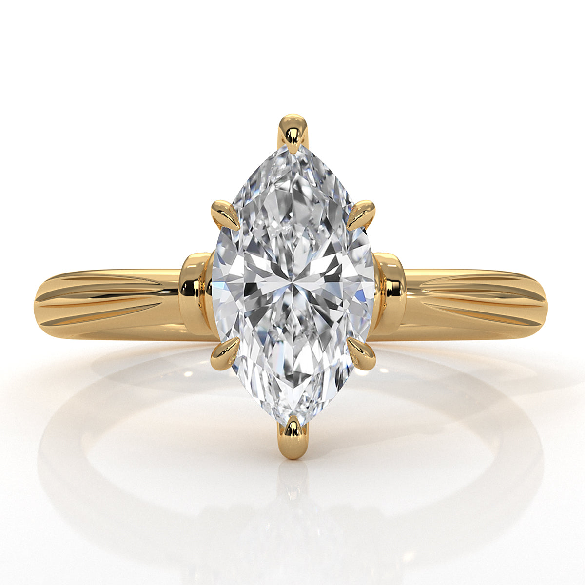 4.2g Ridged Solitaire Prong Set Lab Grown Diamond Engagement Ring IGI Certified 2.6mm 1.00 Ctw.